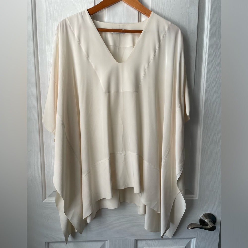 Vince Womens Cream Silk Short‎ Dolman Sleeve V Neck Pullover Blouse Top